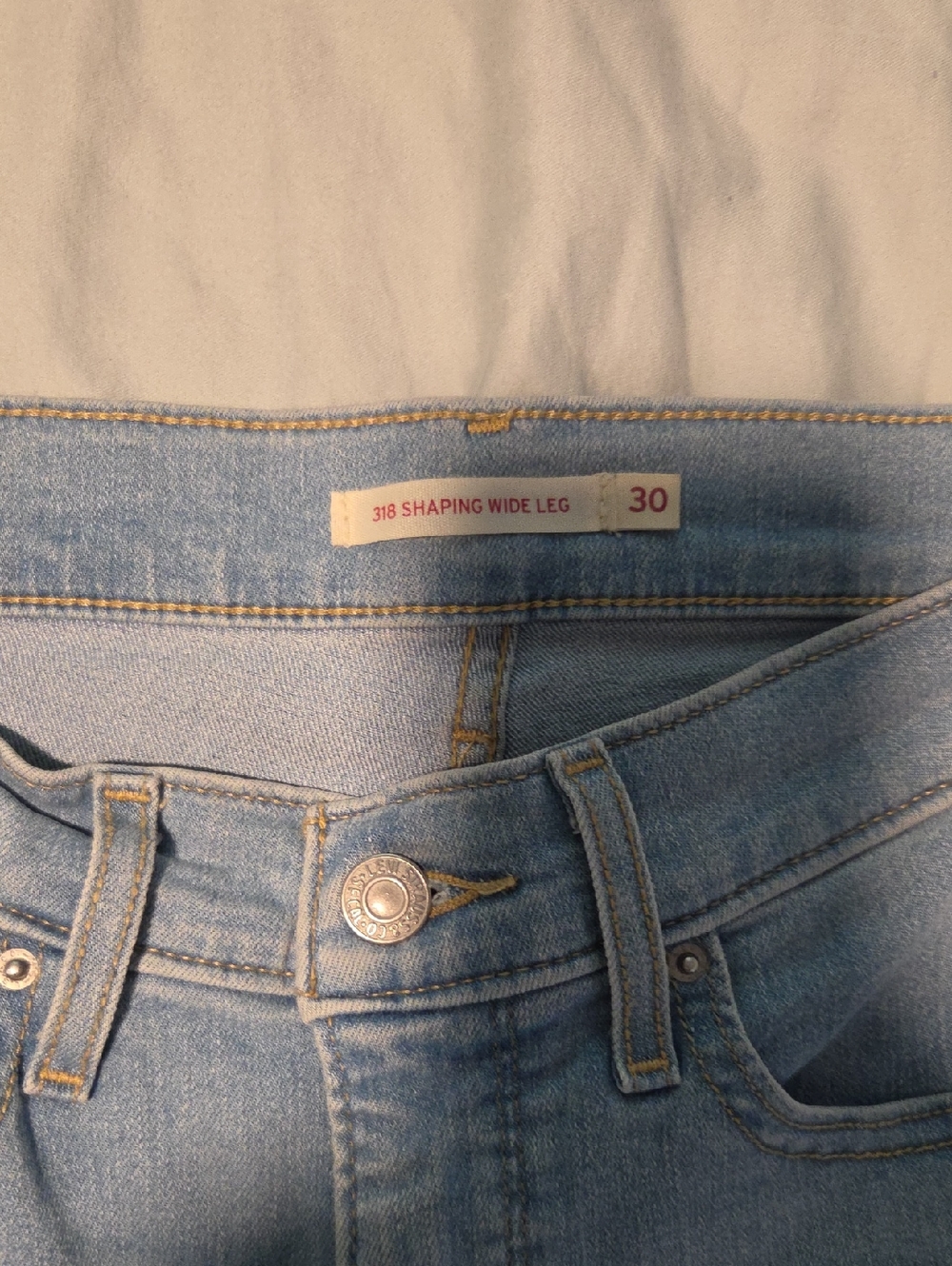 Levi's Light Blue 318 Shaping Wide Leg Jeans - Size 30